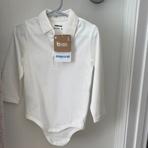 Mayoral Cream Long Sleeve Polo Bodysuit
